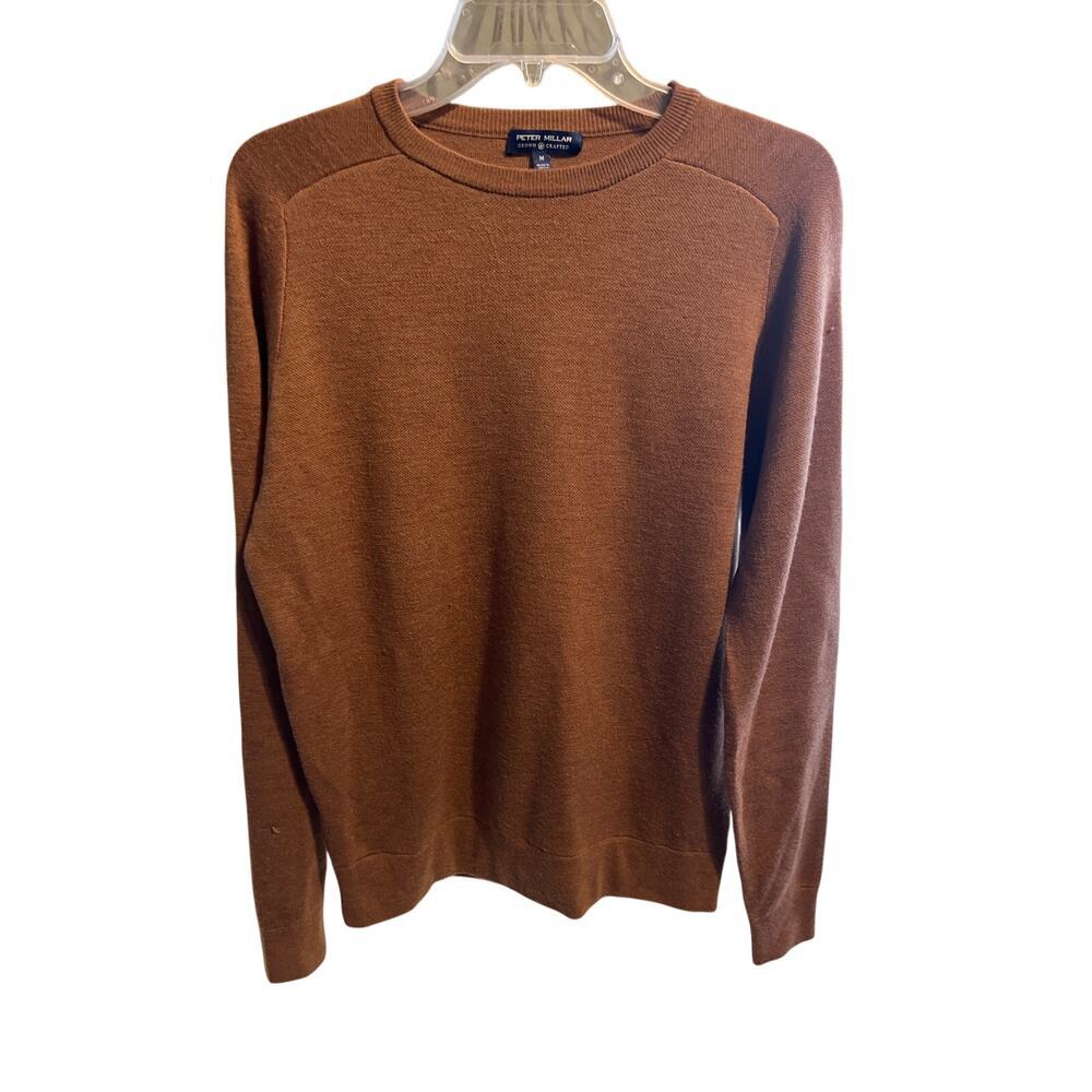 Peter Millar Wool Interlock Crewneck. Tawny/Brown. Size Medium